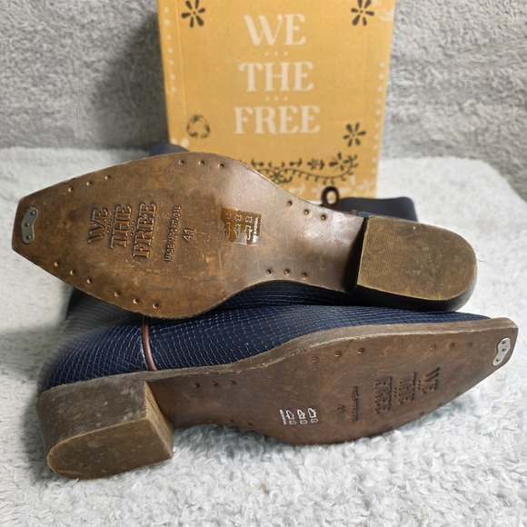 We the Free People Leather Cowboy Boots Oceano Blue Snake Embossed EU 41 10 NEW - Picture 8 of 11